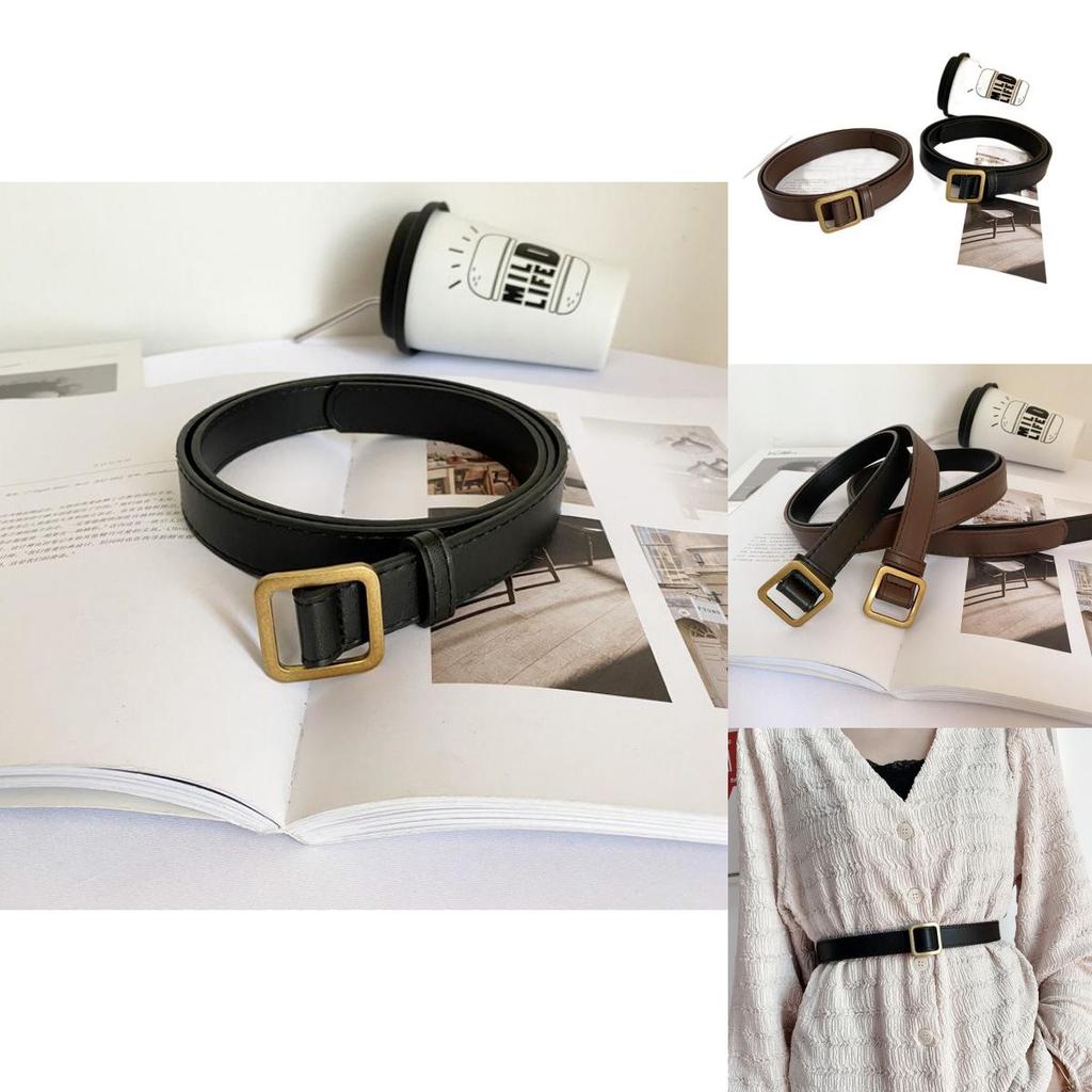 Stylish Womens Pu Belt With Vintage Square Buckle Available In Black And Brown For Fall 2023