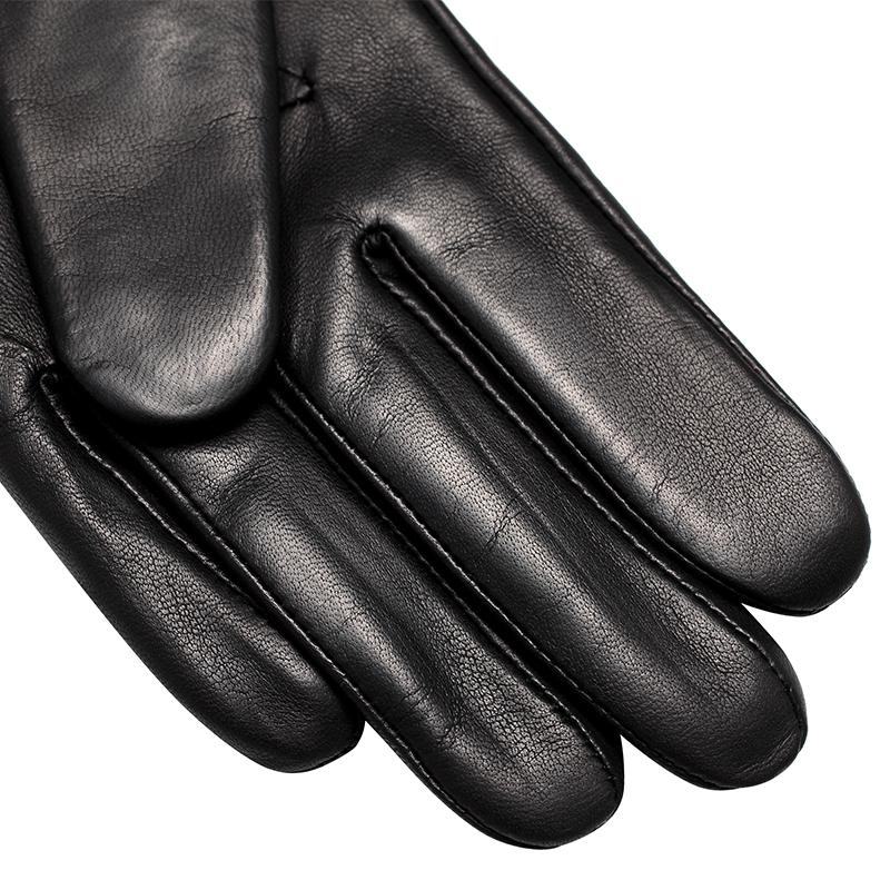 Высококачественные женские кожаные перчатки из овчины, зимние теплые модные перчатки, черные 0719