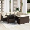 9-Piece Garden Sofa Set with Cushions Brown Poly Rattan vidaXL 3348434