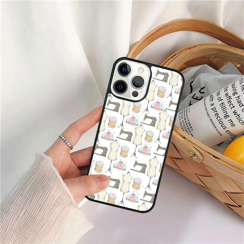 Швейная машина портной элементы узор Чехол для телефона Для iPhone 17 Air 16 15 14 11 12 13 Pro MAX Plus coque Чехол