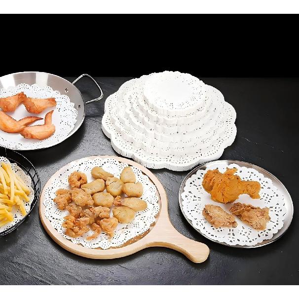 White Paper Doilies 100PCS,10.5 inch Round Lace Paper Doilies for Food,Cakes, Desserts.