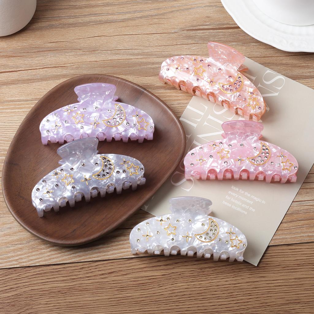1 шт. Новый акриловый зажим-краб Звезда Луна с дизайном пресноводных бриллиантов для элегантной прически пучок