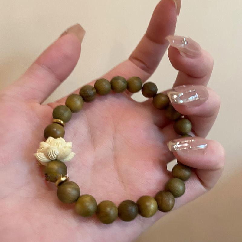 Wooden Beaded Lotus Bracelet Girl's New Chinese Style Bracelet Zen Niche Vintage Bracelet Girlfriend