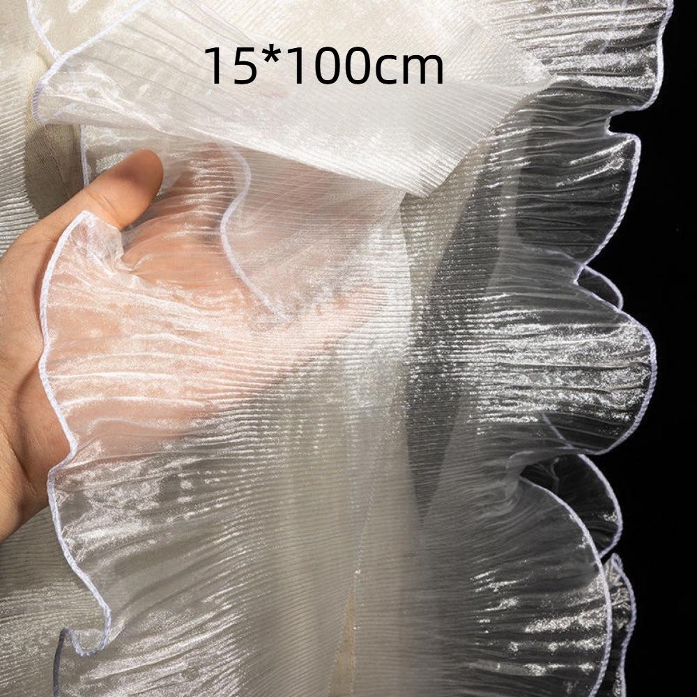 Fashion 1Yard Gradient Lace Fabric 15CM Wide DIY Pleated Lace Ribbon Transparent Organza Fabric Patchwork Decor Dress Accessory