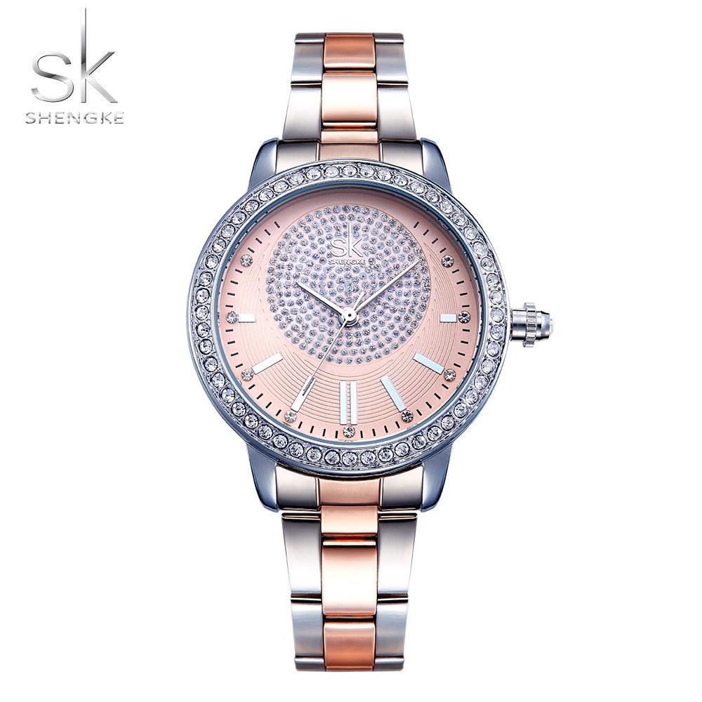SHENGKE Diamond Women Quartz Watches Ladies Top Brand Crystal Luxury Female Wrist Watch SK Girl Clock Relogio Feminino