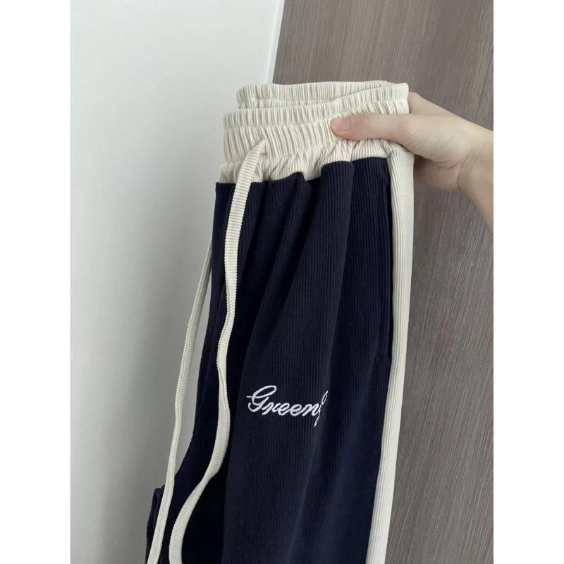 Американские спортивные брюки High Street для женщин, весна-лето 2023 года, высокая талия, завязывающийся шнурок, свободные и универсальные, широкие брюки, модные