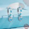 Rockyu Earrings for 925 Turquoise Heart Hoop Swaying Ring Sterling Hypoallergenic to Birthday Jewelry Women, Small, Beautiful, Silver, Earrings,