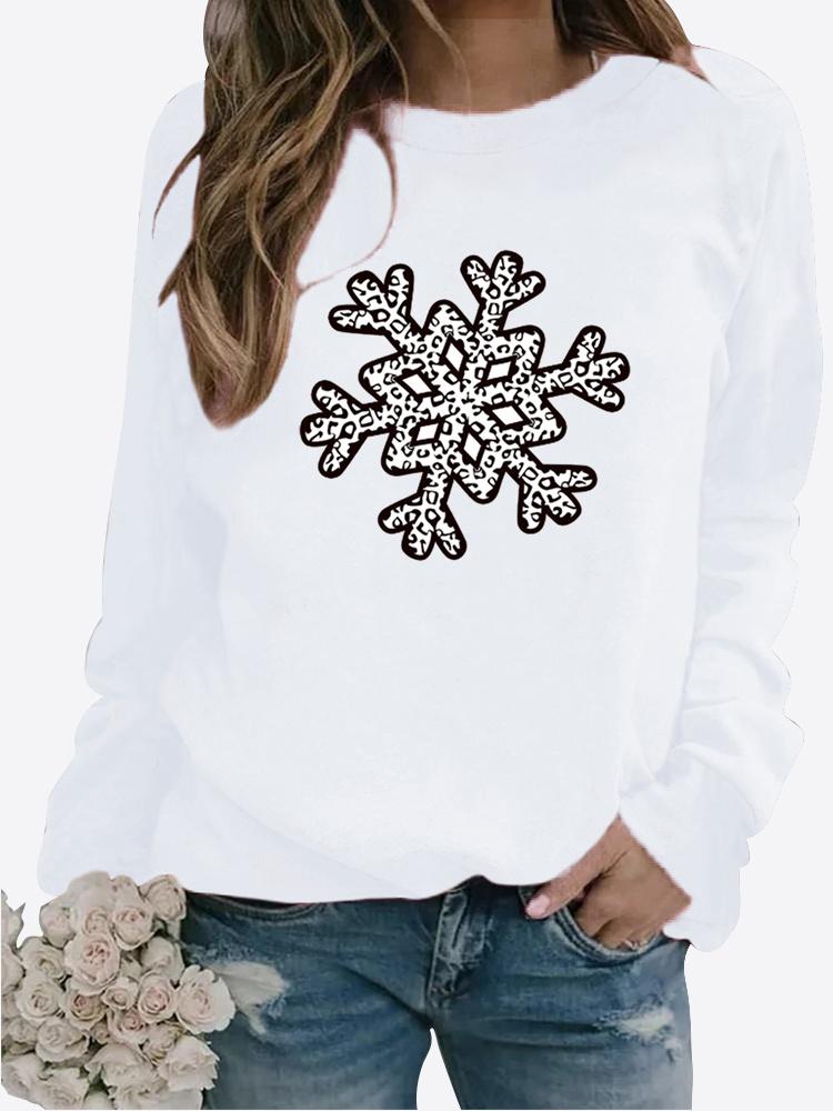 Winter Women's Casual Long-sleeved Santa Claus Print Sweatshirt Ladies Round Neck Loose T-shirt Plus Size Tops Long Sleeved Sweater