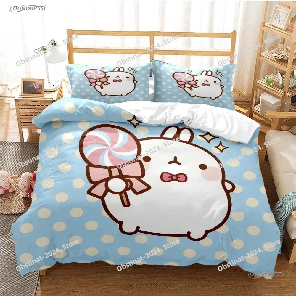 Милая мультяшная M-MAMEGOMA Всесезонное постельное белье Kawaii Комплект постельного белья Мягкое покрывало и наволочки Подростковое Односпальное Двуспальное Queen King