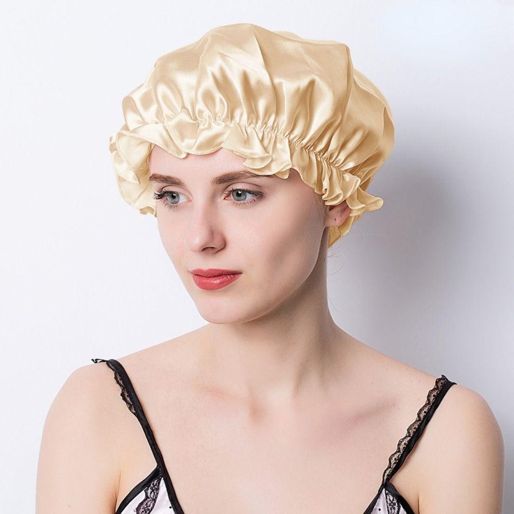 Эластичная большая шелковая шапочка для сна, однотонные шапки от выпадения волос, новые женские шапочки для волос