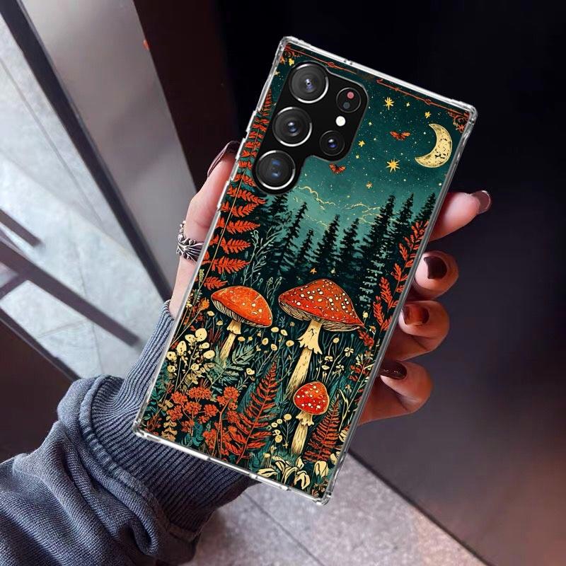 Colorful Mushroom Phone Case For Samsung Galaxy S23 S24 S25 Edge S26 Ultra S22 + S21 Plus S20 FE Cover Silicone Print Shell Gala