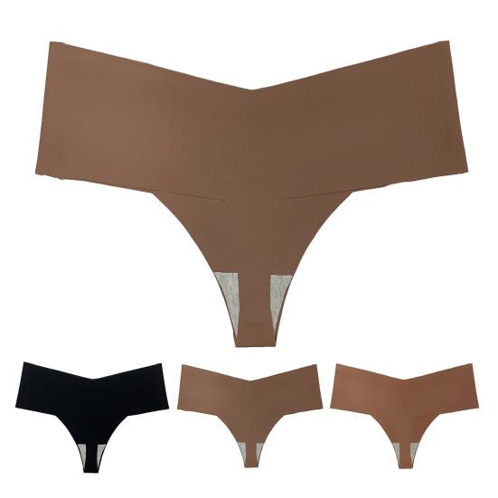 Women Panties Briefs Seamless Quick Dry Ice Silk Solid Color Anti-septic Mid Waist Thong Stretchy Butt-lifted Thin Female Underpants Underwear