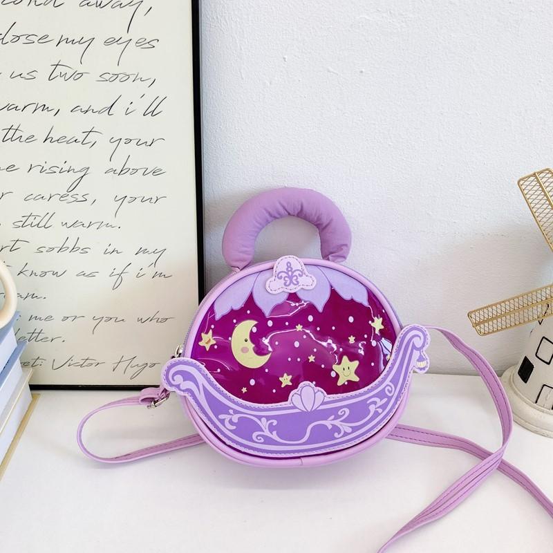 Цвет Простой Однотонный Принт Звезда Луна Детская Круглая Сумка Кроссбоди для Девочки