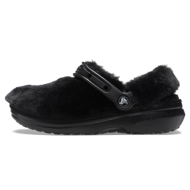 Crocs Classic Fuzzy Clogs Winter Slippers Women Slippers Black 207303-001