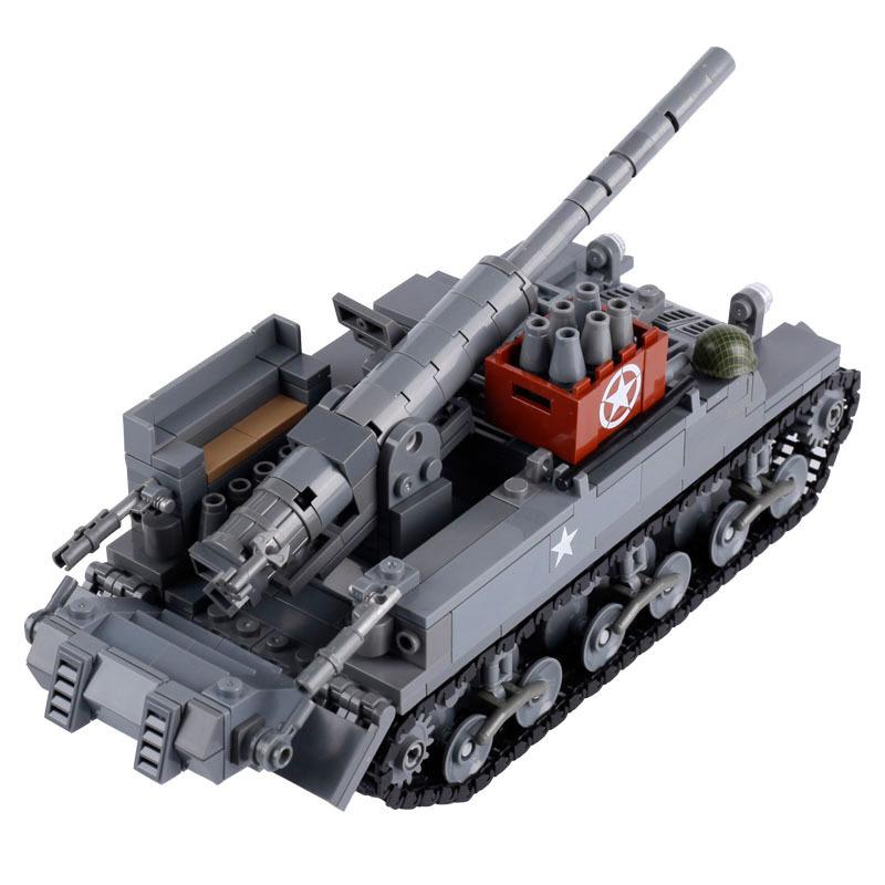Вторая мировая война США Основной боевой танк M26 M12 Бронированный автомобиль Военный медицинский автомобиль Скоростной катер Сцена войны Грузовой перевозчик Кирпичи Игрушки Подарок для мальчиков