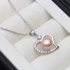 Real Natural Black Pearl Pendant Jewelry Woman,Trendy 925 Silver Pearl Heart Pendant Wife Mother Anniversary Gift White Pink