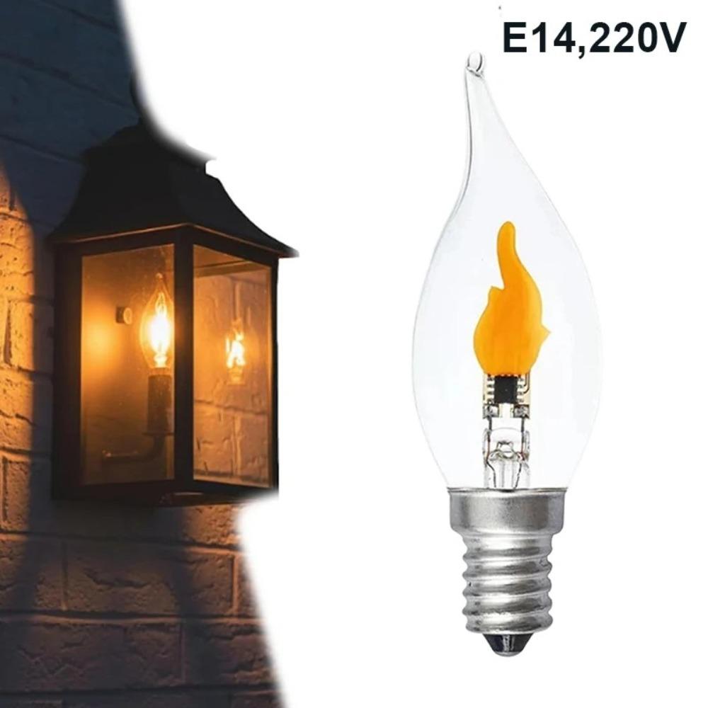 E12/E14/E27 LED Flame Light Bulb Glass Flicker Fire Effect Light Candle Flame LED Bulb  Restaurant