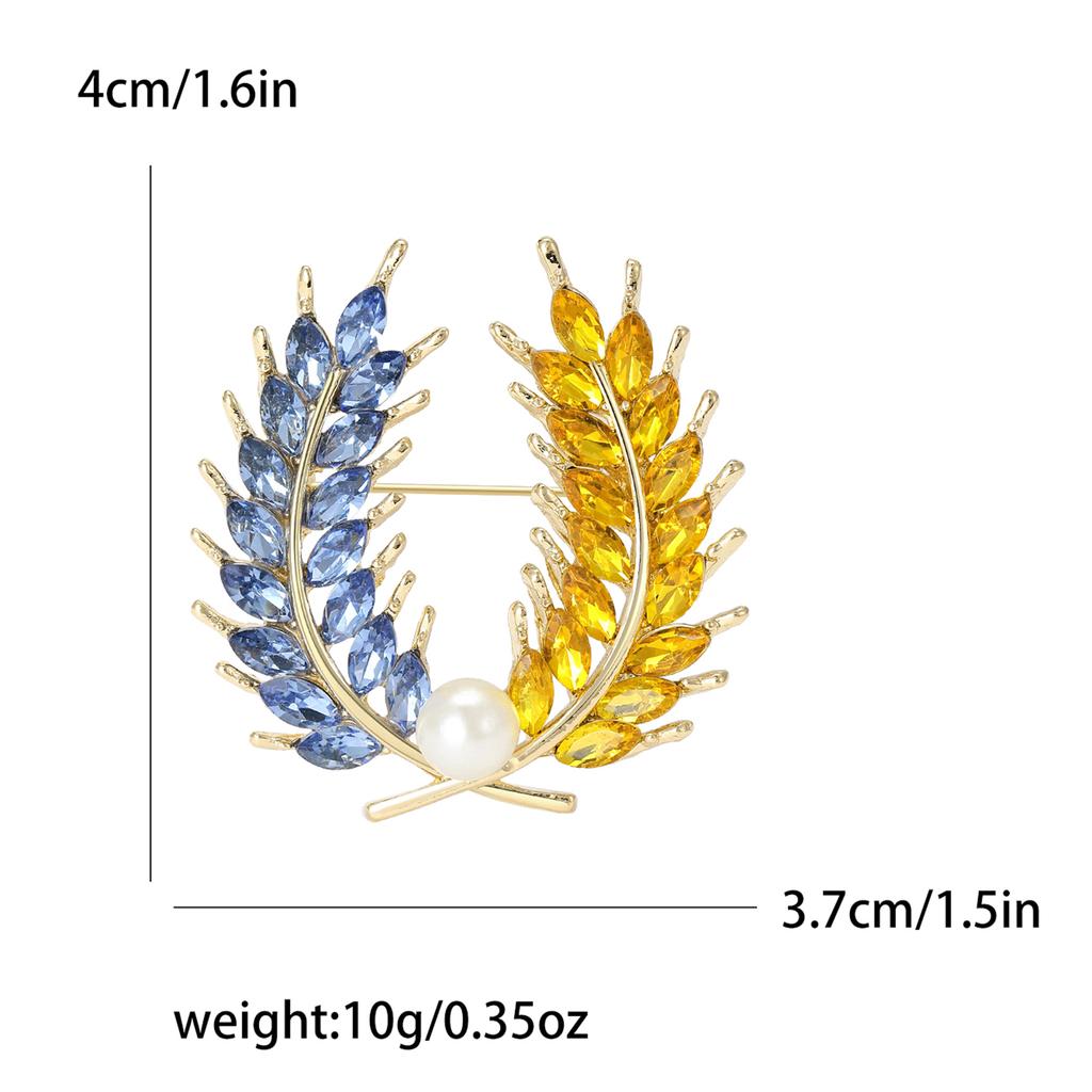 Trendy Rhinestone Wheat Ear Brooches for Women Ukrainian Wheats Pins Enamel Plant Badges Office Party Friend Gifts Accessories
