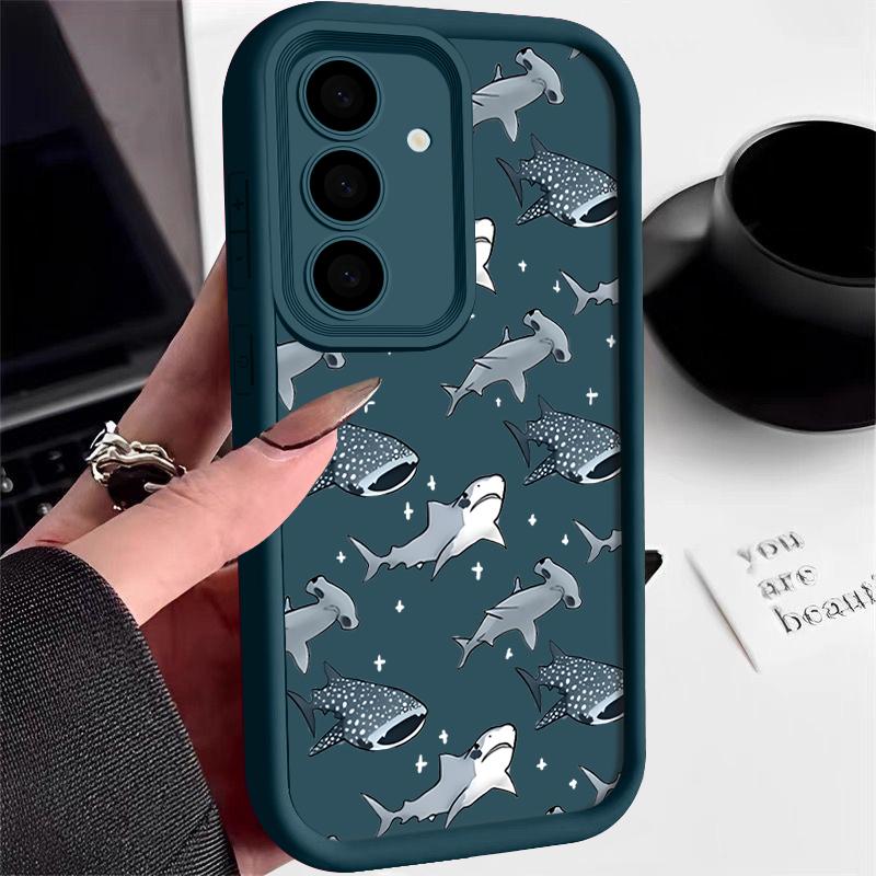 Чехол с рисунком китовой акулы для Samsung Galaxy S25 Edge S24 S25 S23 S22 Ultra S24 FE A56 A55 A54 A36 A26 A15 A16 5G TPU чехол для телефона