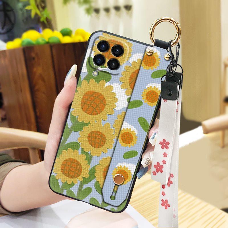 Kickstand Durable Phone Case For Samsung Galaxy M33 5G Global/SM-M336B/DS Anti-dust Oil Painting Flower Fashion Design