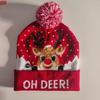 LED Light-Up Elk Jacquard Knit Hat & Scarf Set for Christmas & New Year.
