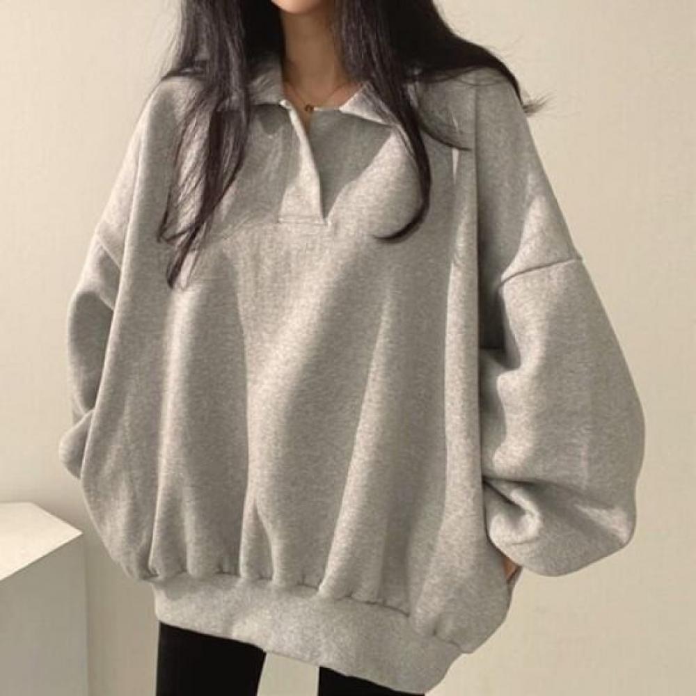 Navava Casual Loose Fit Long Sleeve Collar Sweatshirt Nt2164