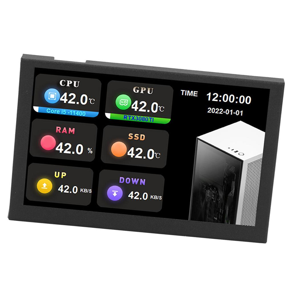 IPS USB Mini Screen 5 дюймов 800x480 Разрешение Type C Дополнительный экран ПК Данные Монитор для AIDA64 Черный
