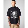 Men's Oversized T-Shirt Black Skull and Cross Knives Print Only The Strongest Survive Graphic Tee Streetwear Casual Wear