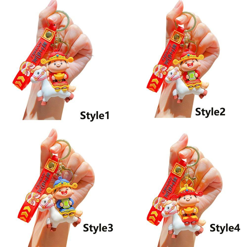 Маленький Бог Богатства Брелок Год Лошади в китайском стиле Новогодний Брелок Подвеска для школьной сумки для девочек