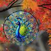 Kaijit - Stained Glass Peacock Wind Spinner | Decorative Hanging Wind Chime for Garden, Balcony & Outdoor Decor | Colorful Artwork for Patio & Yard