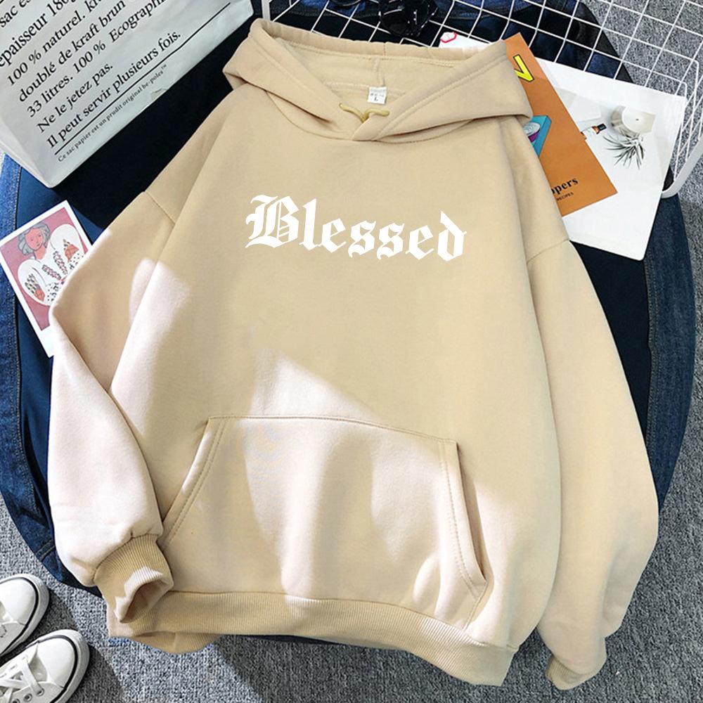 Blessed Hoodies Autumn Hip Hop Casual Fleece Pullover Sweatshirt Hooded for Men Women