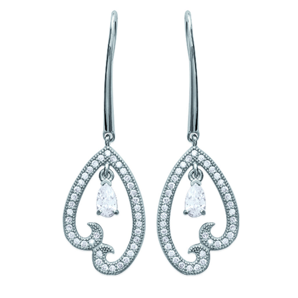 Les Trésors De Lily [L5033] - Silver Earrings 'Love' Silver White (rhodium-plated) - 40x12 Mm