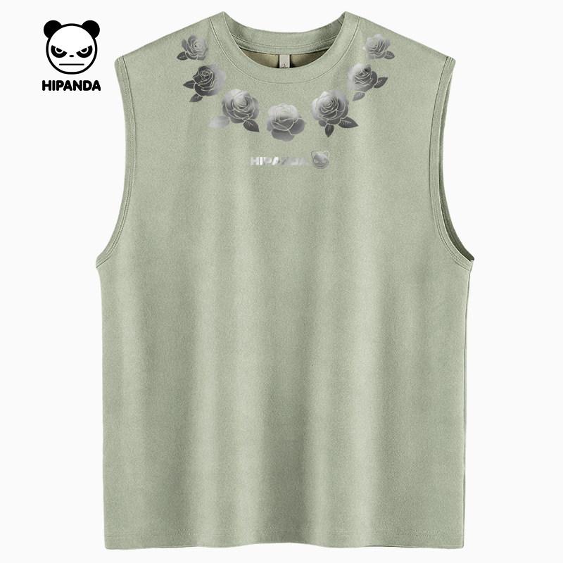 Hello Hipanda, Panda suede retro American hip-hop silhouette vest sleeveless vest