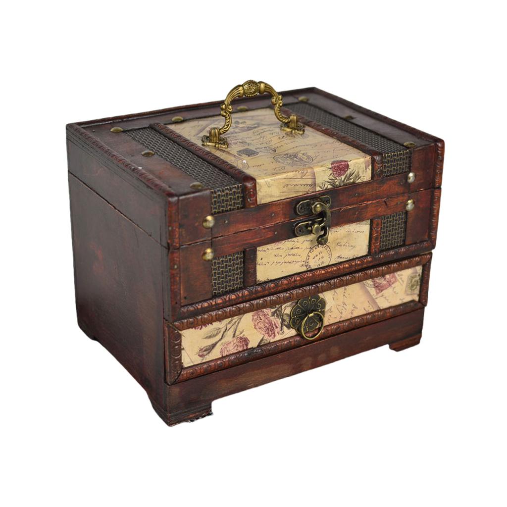 Запираемый деревянный органайзер для ювелирных изделий, сережек, ожерелий, шкатулка для безделушек в китайском стиле с зеркалом, держатель для женских аксессуаров