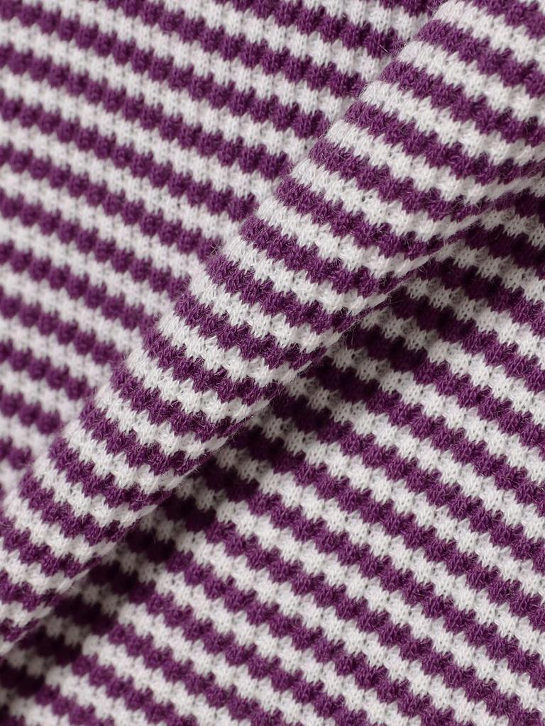 Beams Boy S/S TEE [Special Order] Healthknit Waffle Striped T-Shirt, Women's, Purple/Off-White