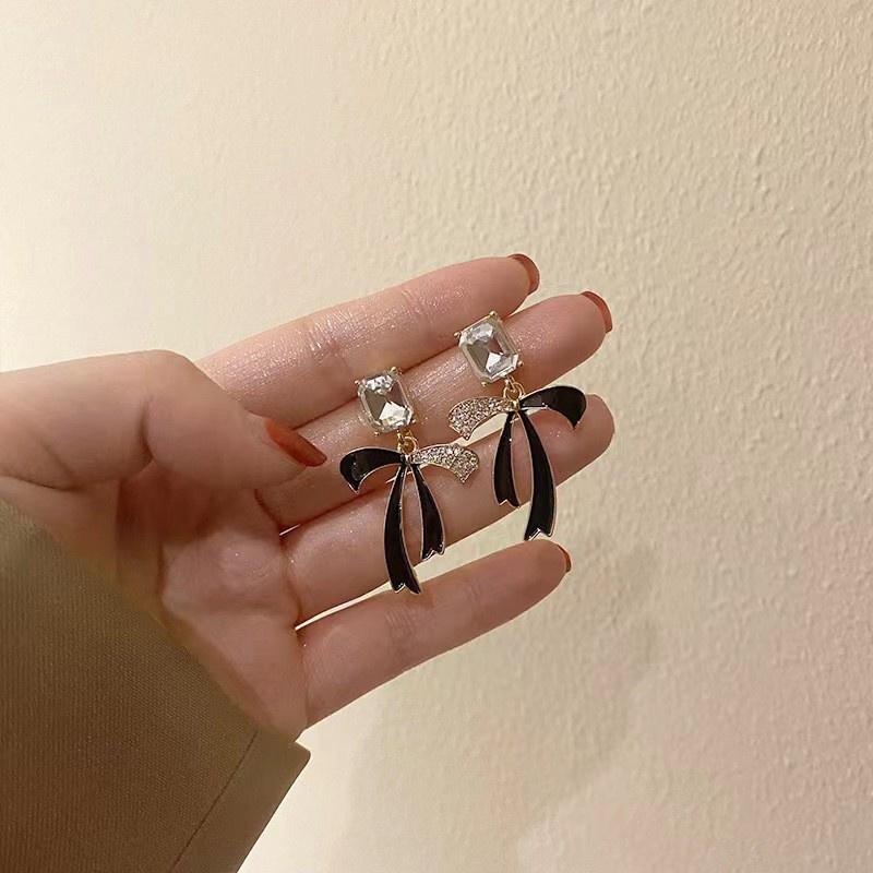 1 пара элегантных сережек-бантов, ослепительные серьги из циркония для женщин и девушек, серьги для темперамента, ювелирные изделия, аксессуары, подарки