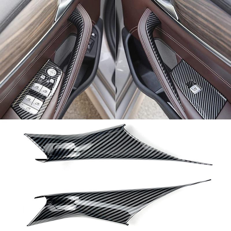 Левая и правая накладка на ручку открывания двери салона автомобиля для BMW 5 серии G30 G38 2018 2022 2023 под карбон/матовая
