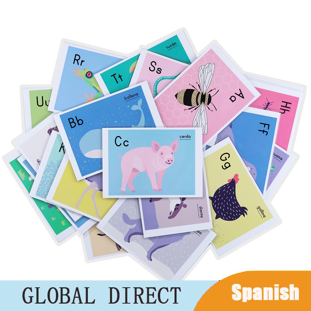 non-toxic Children Spanish Cognition Cards Early Educational Learning Baby Development games Preschool Montessori Toys Flashcards For Kids