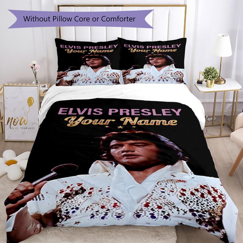 Elvis Presley Personalized Name Bed CoverBed Perfect for Bedrooms Wrinkle Resistant Bedroom Decor Christmas, WeddingPerfect