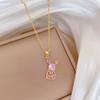 Ожерелье с подвеской в виде кролика из розового синтетического циркона для женщин 2025 года, новые модные ювелирные изделия