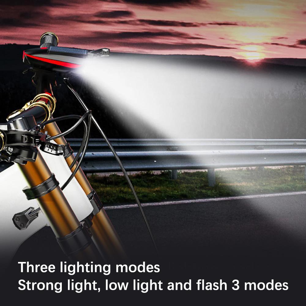 Portable Solar LED Lights with Horn For Bicycle Motorcycle Handbar Light High Bright Night Light Bike Spotlights Loudspeaker Set