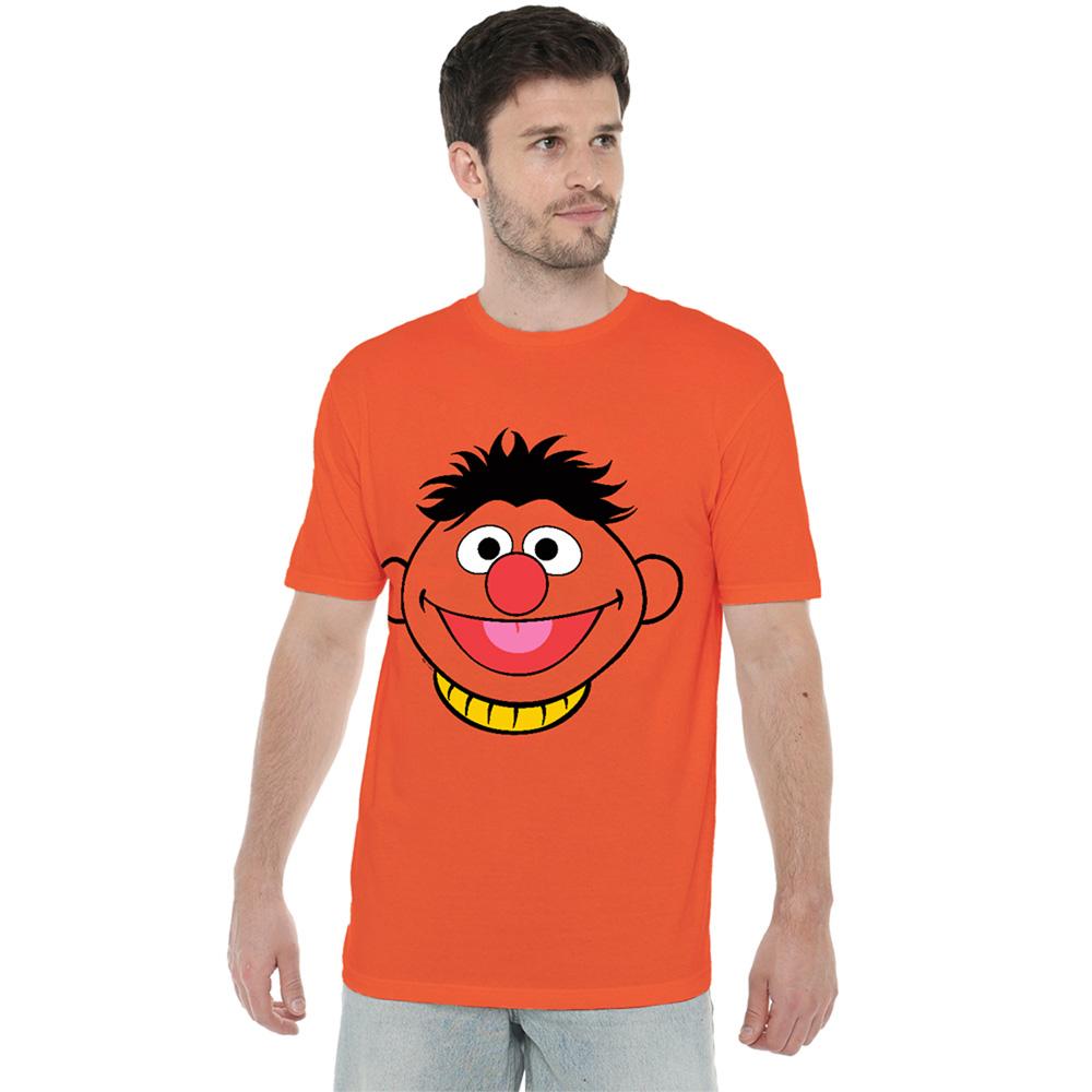 Sesame Street Unisex Adult Ernie Full Face Ringspun Cotton T-Shirt