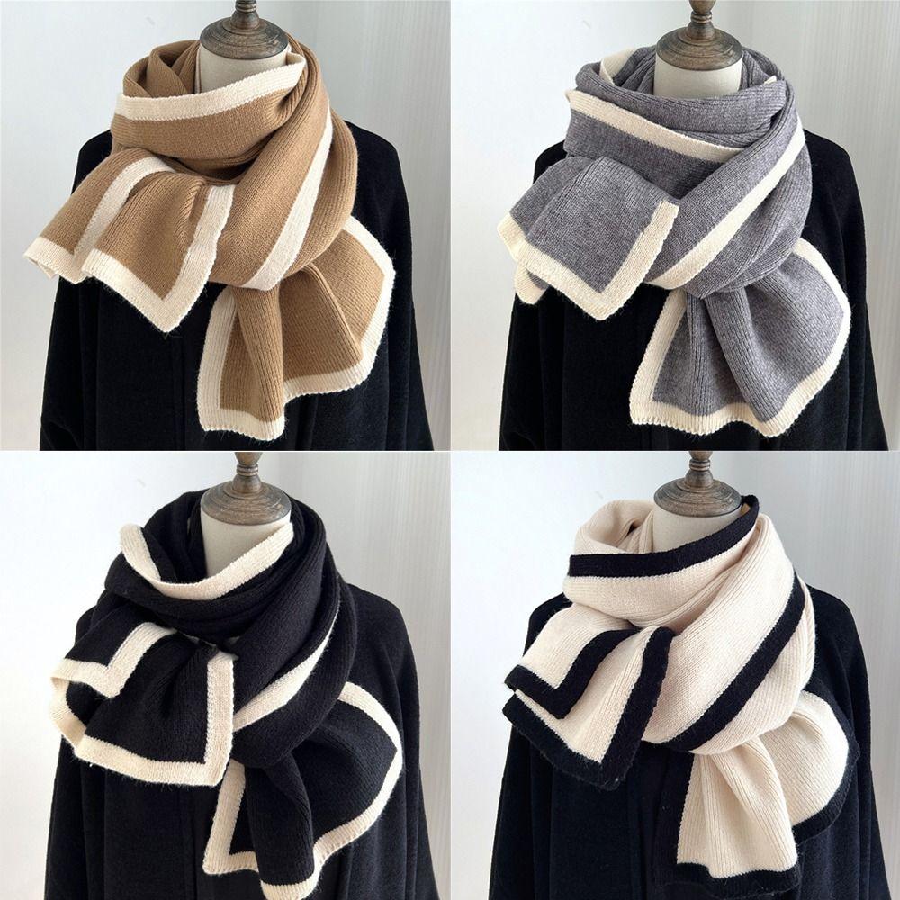 Thick Knitted Scarves Winter Warm Neckerchief Fashion Wool Scarf for Women Female