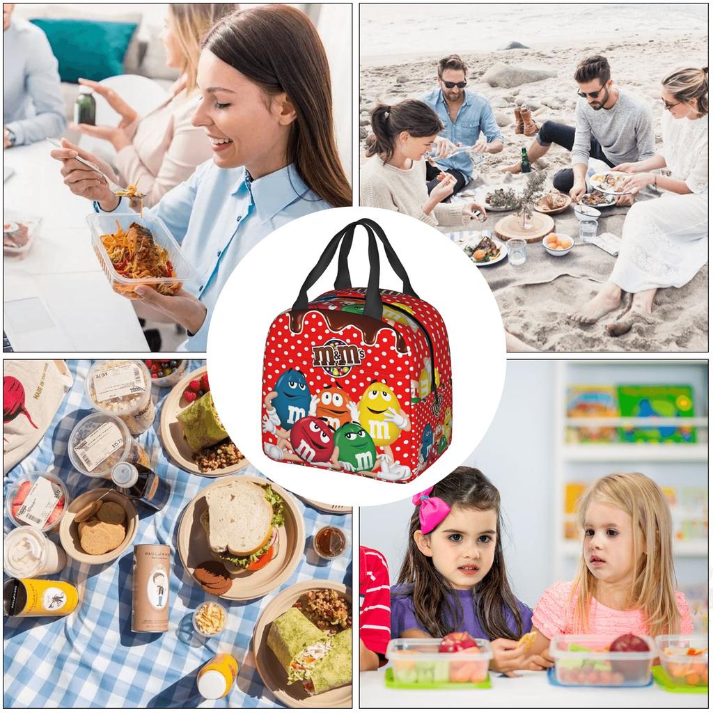 M-&-M-S Chocolate Lunch Bag Men Women Funny Candy Meme Cooler Thermal Insulated Lunch Box for Adult Office