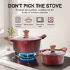 DONNOR Ceramic Non Stick Pans Ceramic Casserole Stockpot Set with Lid Procook Stock Pot 15pcs Cookware for Braising