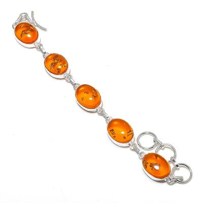 Браслет из натурального балтийского янтаря ручной работы из стерлингового серебра 925 пробы 7-8 дюймов K6R09