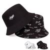 Korean Fashion Embroidered Reversible Fisherman Hat - Unisex Casual Small Brim Sun Hat