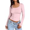 European & American Women's Slim-fit Milk Silk Long-sleeve Navel-baring T-shirt - Autumn Fashion Pullover.