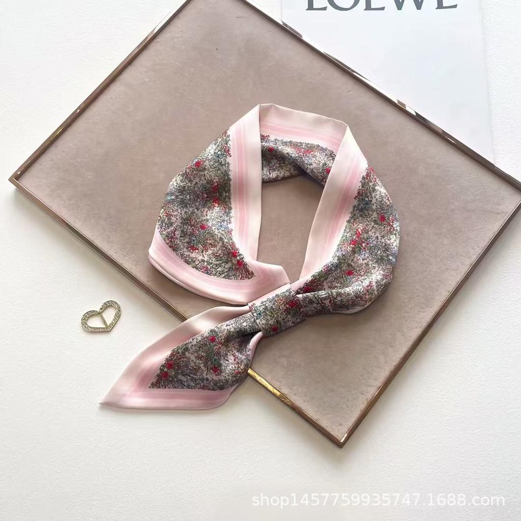 Silk Scarf Small Long Square Scarf Women'S High-End Neck Protection Scarf Professional Matching Shirt Scarf