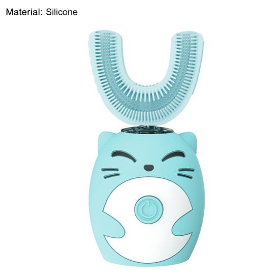 Умная зубная щетка, перезаряжаемая, мягкая, водонепроницаемая, с длительным сроком службы, трудосберегающий инструмент для чистки полости рта, силиконовая U-образная детская зубная щетка для дома